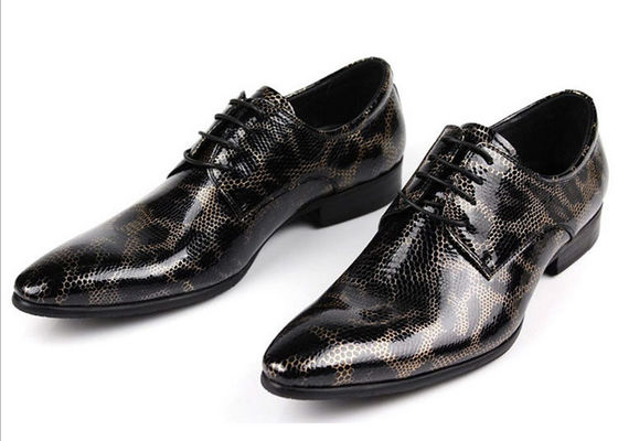 Crocodile Style Pria Hitam Brogue Sepatu, Fashion Nightclub Sepatu asli kulit ular