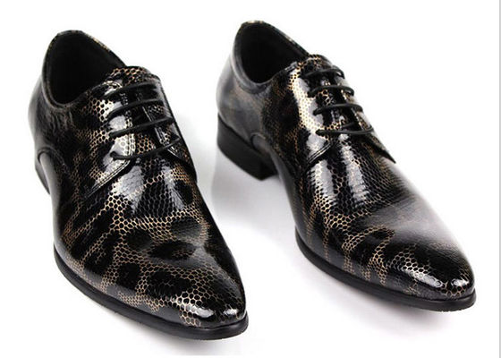 Crocodile Style Pria Hitam Brogue Sepatu, Fashion Nightclub Sepatu asli kulit ular