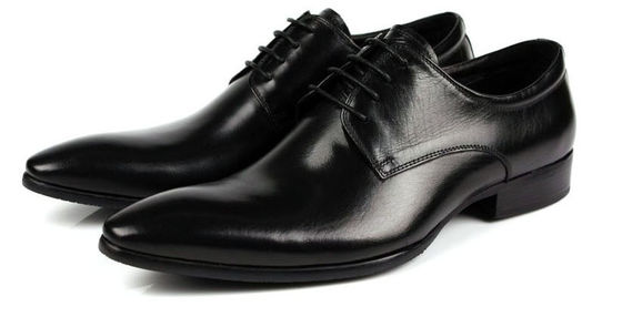 Oxford Style Pria Kulit Pakaian Sepatu Hitam / Hitam Hitam Pakaian Sepatu