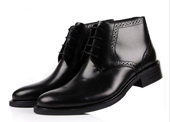Full Grain Kulit Pria Sepatu Tulang Sepatu Round Toe Brown / Hitam Gaya Tentara Sepatu