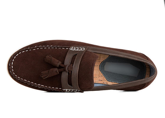 Sepatu Pria Casual yang awet Tassels Flat Loafer Pria Sepatu Pengemudi Kulit Brown