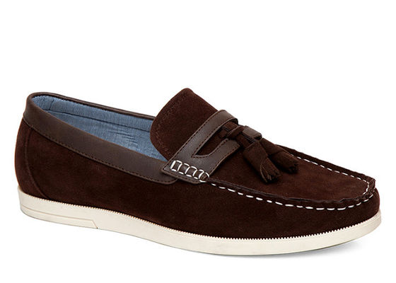 Sepatu Pria Casual yang awet Tassels Flat Loafer Pria Sepatu Pengemudi Kulit Brown