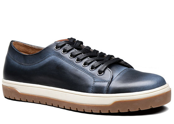 Kulit Round Toe Pria Tali Up Sneakers Fashion Pria Skateboard Sepatu