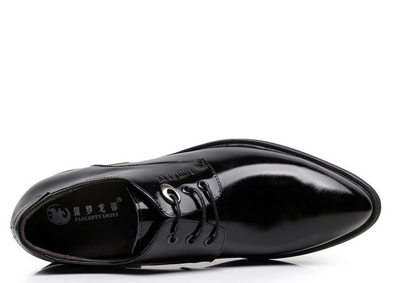 Hitam Oxford renda naik lift pria sepatu solid slip - pada merek pakaian sepatu untuk pria