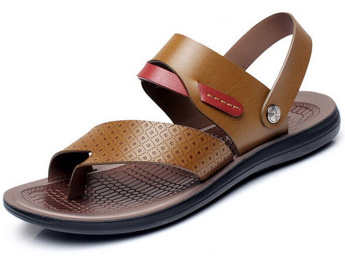 Sandal Pantai Lembut buatan tangan, Sandal Pantai Pria Hitam untuk Musim Panas