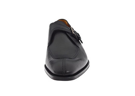 Hitam Kulit Asli buatan tangan Sepatu Monk tali, Pria Monk tali Brogue gaun sepatu