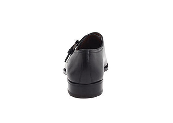 Hitam Kulit Asli buatan tangan Sepatu Monk tali, Pria Monk tali Brogue gaun sepatu