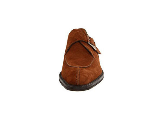 Tangan Pria Brown Kulit Brogue Sepatu, Goodyear Pria Monk tali gaun Sepatu