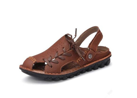 Sandal Kulit Handmade Nyaman Musim Panas Brown Sandal Platform Datar