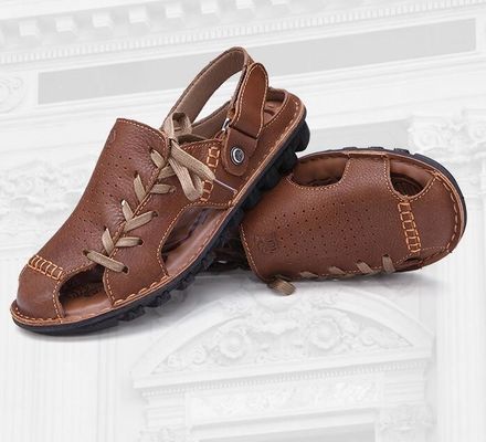 Sandal Kulit Handmade Nyaman Musim Panas Brown Sandal Platform Datar