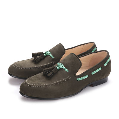 Handmade Mens Velvet Loafers Kulit asli Gaya Inggris Pria Sepatu untuk Pernikahan
