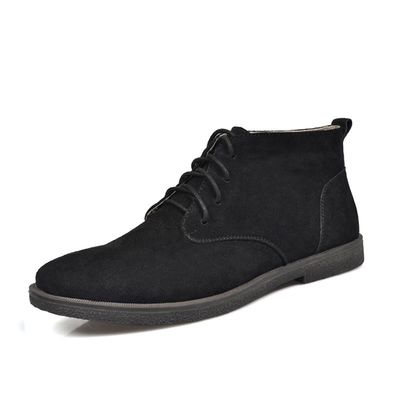 Genuine Leather Plush Suede Desert Boots Untuk Pria, Square Heel Pria Ankle Dress Boots