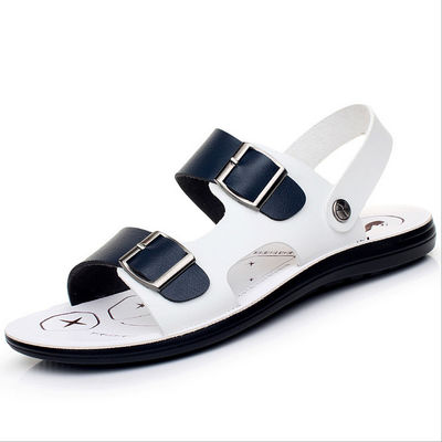 Fashion Pria Kulit Slide Sepatu, Musim Panas Kulit Asli Sandal Datar
