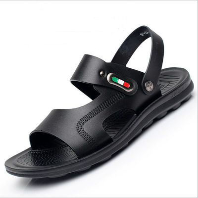 Sandal Kulit buatan tangan Pria OEM / ODM Sandal Kulit Brown Flat