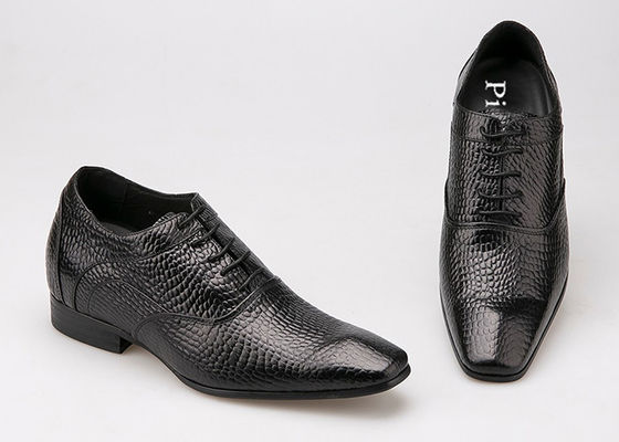 7cm tinggi meningkatkan sepatu lift, jari-jari tajam hitam paten kulit Oxford sepatu