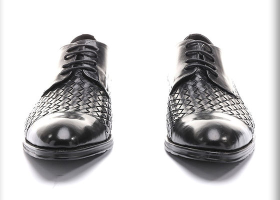 Bisnis BV Oxford Pria Casual Dress Shoes, Pria Hitam Lace Up Shoes untuk pesta