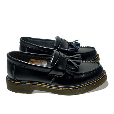 Wanita Hitam Adrian Tassel Kulit Loafers Ukuran Disesuaikan Untuk Formal / Casual