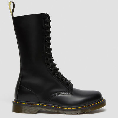Round Toe Boots Kulit Wanita Hitam Military Style Boots Untuk Olahraga / Bisnis