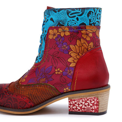 Vintage asli kulit Cowgirl sepatu bot, wanita kulit Sepatu pergelangan kaki Ukuran besar