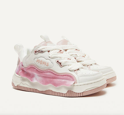 Lace Up Wanita Kulit Sepatu Sneaker Casual tebal Sol Kasual Sepatu