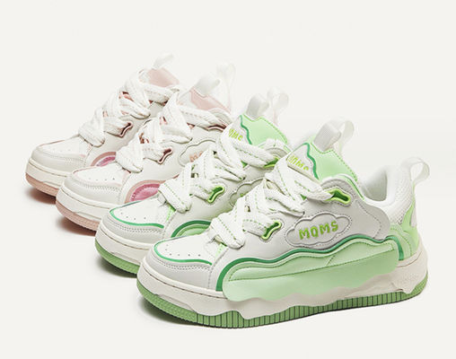 Lace Up Wanita Kulit Sepatu Sneaker Casual tebal Sol Kasual Sepatu