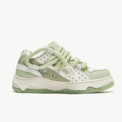 Fashion Wanita Low Vulcanized Sneakers, Casual Lace Up Chunky Sneakers