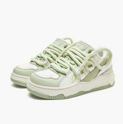 Fashion Wanita Low Vulcanized Sneakers, Casual Lace Up Chunky Sneakers