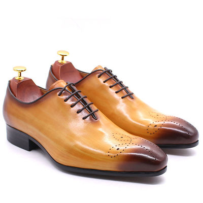 Retro vintage pria sepatu pakaian kulit, pria kulit renda sepatu Brogue