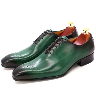 Retro vintage pria sepatu pakaian kulit, pria kulit renda sepatu Brogue