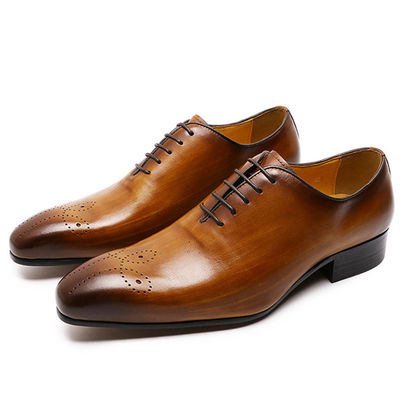 Retro vintage pria sepatu pakaian kulit, pria kulit renda sepatu Brogue