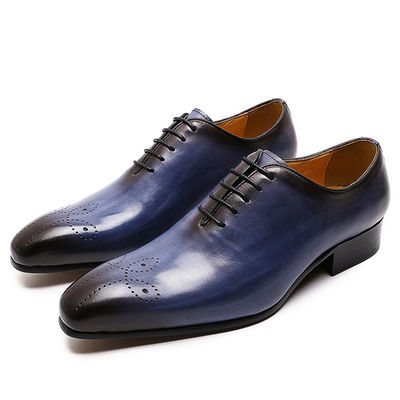 Retro vintage pria sepatu pakaian kulit, pria kulit renda sepatu Brogue