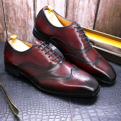 Fashion kulit asli pria sepatu, pakaian formal dewasa sepatu pria