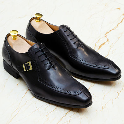 Embossing Patent Kulit Pria formal Dress Sepatu Brown ODM disetujui