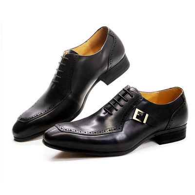 Embossing Patent Kulit Pria formal Dress Sepatu Brown ODM disetujui