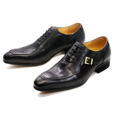 Embossing Patent Kulit Pria formal Dress Sepatu Brown ODM disetujui