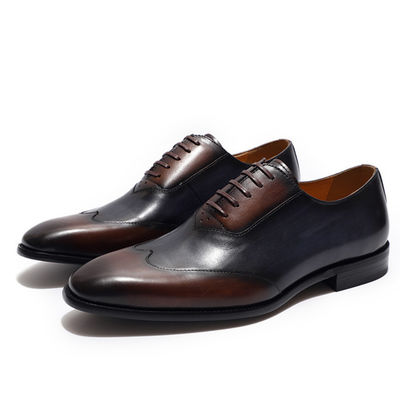 OEM formal pria pakaian sepatu hak tinggi rendah pria Goodyear Welted sepatu