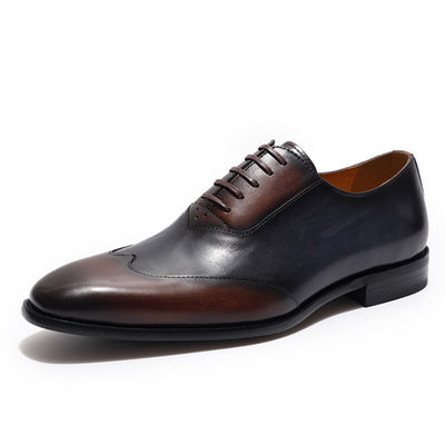 OEM formal pria pakaian sepatu hak tinggi rendah pria Goodyear Welted sepatu