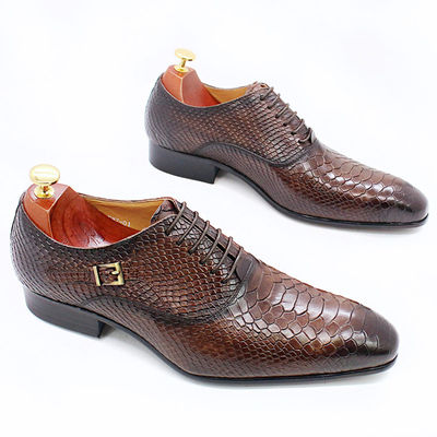 Sepatu Kulit Pria Patent Sepatu Sepatu Sepatu Pria Berkeping Mencuat Sepatu Dengan Pola Ular Palsu