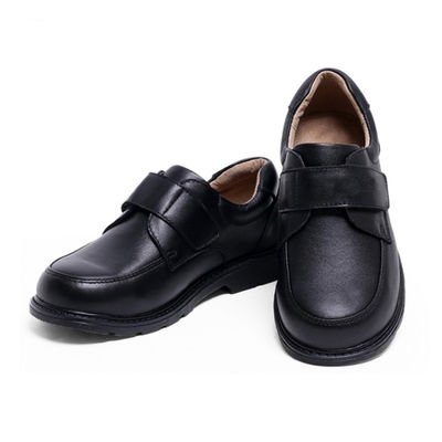 Sepatu Sekolah Unisex Kulit Hitam Ukuran 26-45 Tumit datar Dengan lapisan Kulit