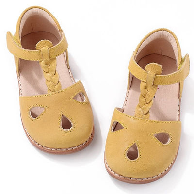 Sepatu Sekolah Kulit Tulang Bulat Kulit Kuning Sepatu Bayi Cantik