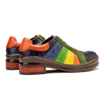 Solid Pattern Wanita Sepatu Pakaian Disesuaikan tangan dipoles Pelangi Flat Sepatu