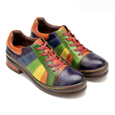 Solid Pattern Wanita Sepatu Pakaian Disesuaikan tangan dipoles Pelangi Flat Sepatu