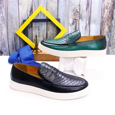 Pria Disesuaikan Slip On Sneakers Sepatu Round Toe Kulit Lining Sepatu