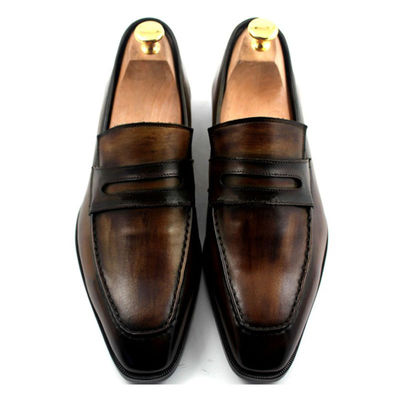 Custom Mens Kulit Dress Shoes Goodyear Shoe 100% buatan tangan Kulit asli Loafers