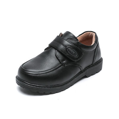 26-45 Sepatu sekolah kulit hitam dengan tumit datar dan renda yang dibuat