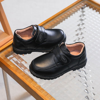 26-45 Sepatu sekolah kulit hitam dengan tumit datar dan renda yang dibuat