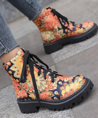Karet Sol Boots Kulit Wanita Hitam Military Style Boots untuk Standar