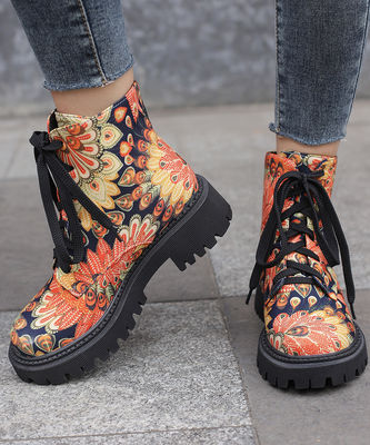 Karet Sol Boots Kulit Wanita Hitam Military Style Boots untuk Standar