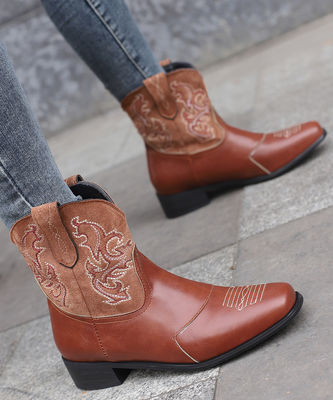 Wanita Wanita Kulit Western Cowboy Boots Dengan Kinerja yang Luar Biasa