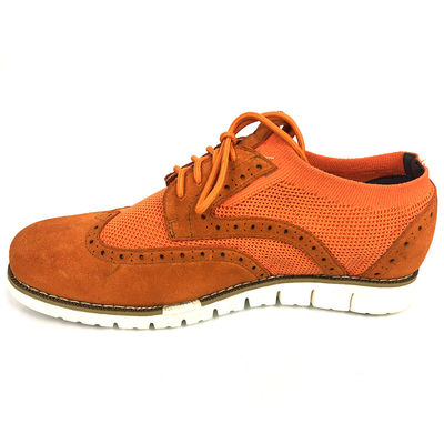 Brown Suede Kulit Pria Casual Flat Shoes, Lace Up Casual Sports Shoes